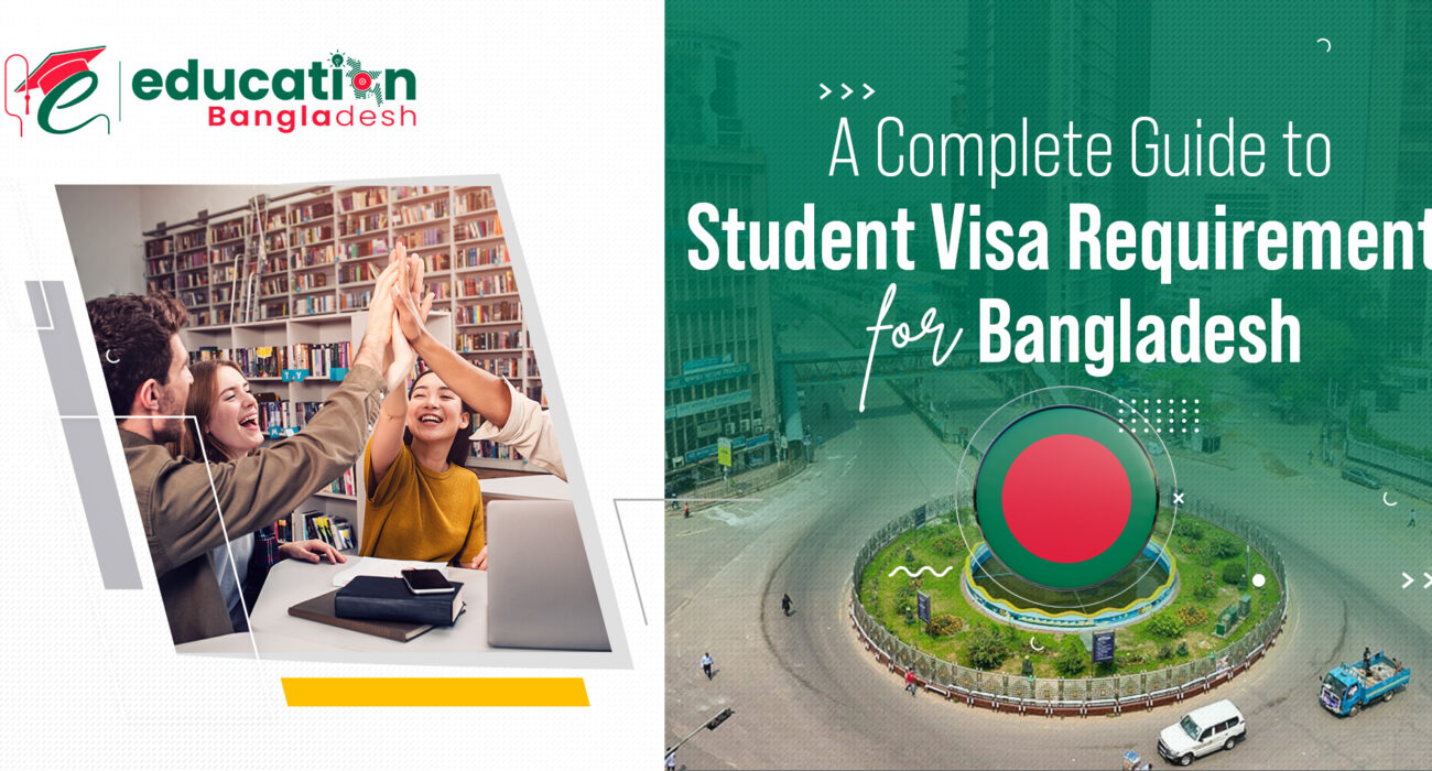 International students applying for a Bangladesh student visa with documents and passport at an embassy.