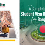 International students applying for a Bangladesh student visa with documents and passport at an embassy.